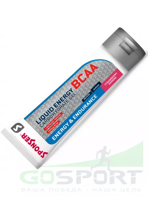 Гель питьевой SPONSER LIQUID ENERGY BCAA 1 тюбик x 70 г, Клубника-банан Гель питьевой SPONSER LIQUID ENERGY BCAA 1 тюбик x 70 г, Клубника-банан