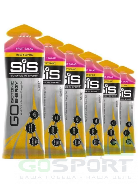 Гель питьевой SCIENCE IN SPORT (SiS) GO Isotonic Energy Gels 6 x 60 мл, Фруктовый салат