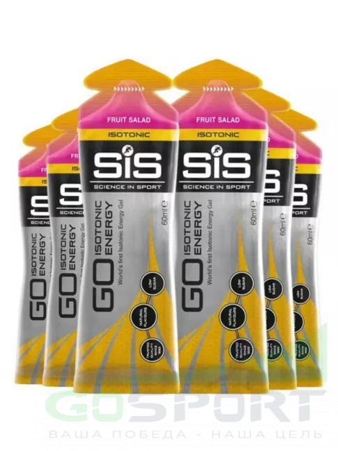 Гель питьевой SCIENCE IN SPORT (SiS) GO Isotonic Energy Gels 6 x 60 мл, Фруктовый салат
