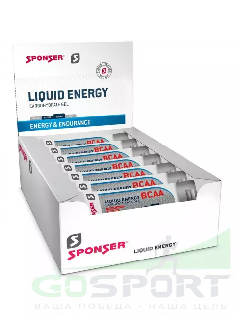 Гель питьевой SPONSER LIQUID ENERGY BCAA 18 тюбиков x 70 г, Клубника-банан Гель питьевой SPONSER LIQUID ENERGY BCAA 18 тюбиков x 70 г, Клубника-банан