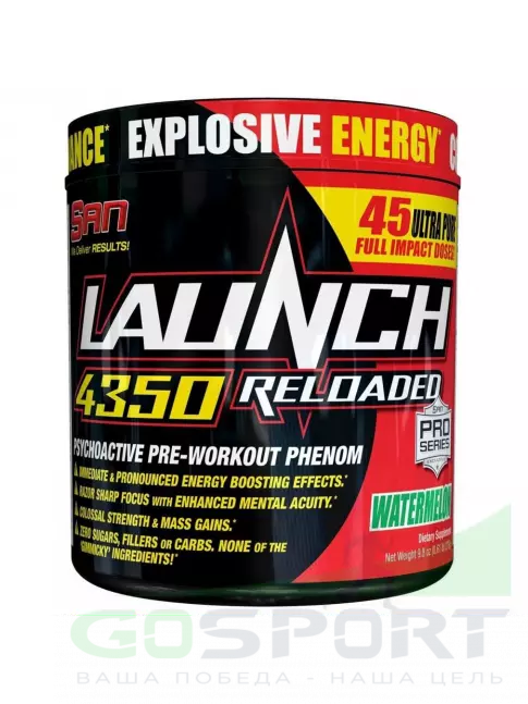Предтреник в порошке SAN Launch 4350 Reloaded 278 г, Арбуз Предтреник в порошке SAN Launch 4350 Reloaded 278 г, Арбуз