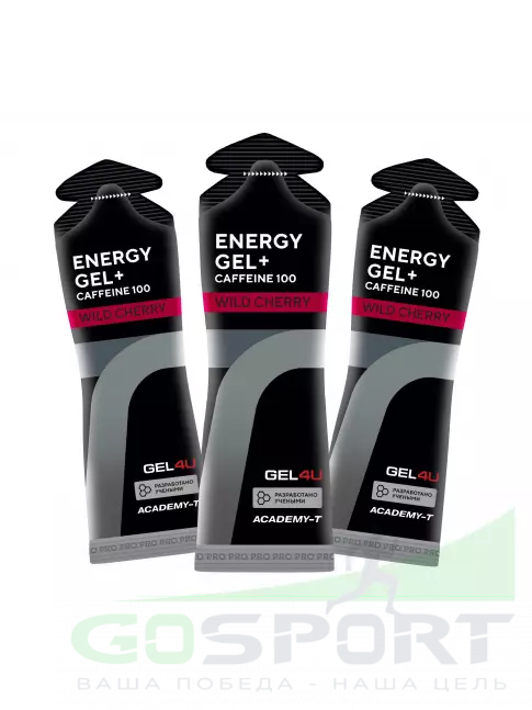 Гель питьевой GEL4U Energy GEL + Caffeine 100 3 x 60 г, Вишня Гель питьевой GEL4U Energy GEL + Caffeine 100 3 x 60 г, Вишня