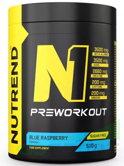 Предтреник в порошке NUTREND N1 PRE-WORKOUT 510 г, Голубая малина