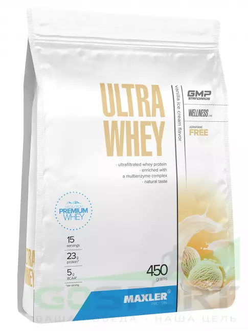 Сывороточный протеин MAXLER Ultra Whey 450 г, Ванильное мороженое Сывороточный протеин MAXLER Ultra Whey 450 г, Ванильное мороженое
