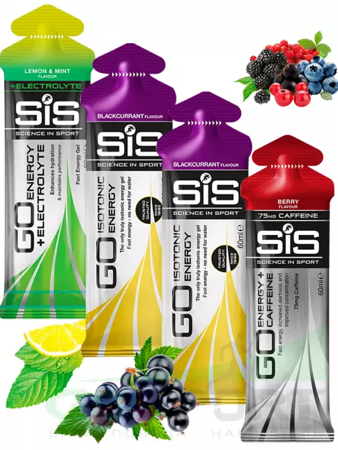 Гель питьевой SCIENCE IN SPORT (SiS) GO Energy MIX-31 4 x 60 мл, Лимон-Мята, Ягоды, Черная смородина Гель питьевой SCIENCE IN SPORT (SiS) GO Energy MIX-31 4 x 60 мл, Лимон-Мята, Ягоды, Черная смородина