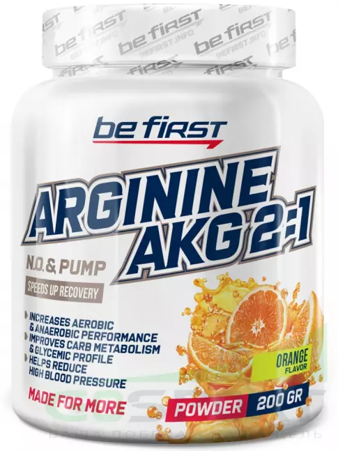 Аргинин / AAKG Be First Arginine AKG 2:1 (AAKG) powder (аргинин альфа-кетоглутарат) 200 г, Апельсин Аргинин / AAKG Be First Arginine AKG 2:1 (AAKG) powder (аргинин альфа-кетоглутарат) 200 г, Апельсин