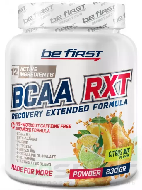 BCAA Be First BCAA RXT powder 230 г, Цитрусовый микс BCAA Be First BCAA RXT powder 230 г, Цитрусовый микс