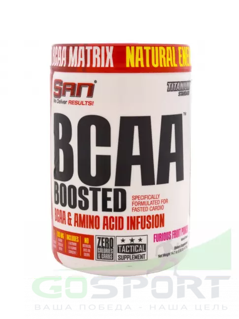 BCAA SAN BCAA Boosted 2:1:1 417,6 г, Фруктовый микс BCAA SAN BCAA Boosted 2:1:1 417,6 г, Фруктовый микс