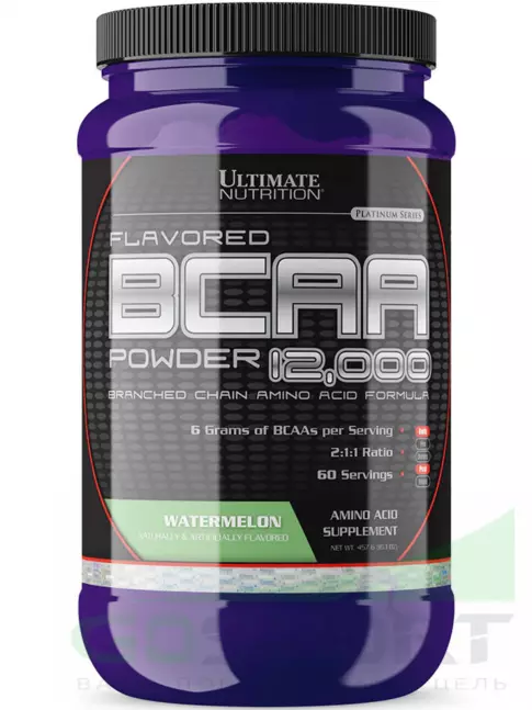 BCAA Ultimate Nutrition BCAA 12000 Powder 457 г, Арбуз BCAA Ultimate Nutrition BCAA 12000 Powder 457 г, Арбуз