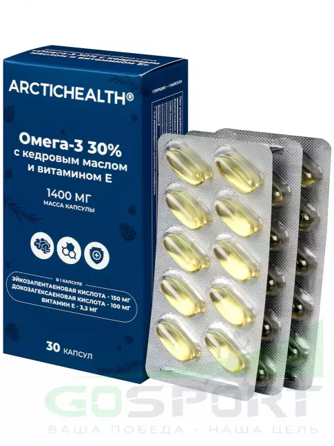 Омега-3 Arctichealth Омега-3 30% 300 мг с кедровым маслом и витамином Е 30 капсул Омега-3 Arctichealth Омега-3 30% 300 мг с кедровым маслом и витамином Е 30 капсул