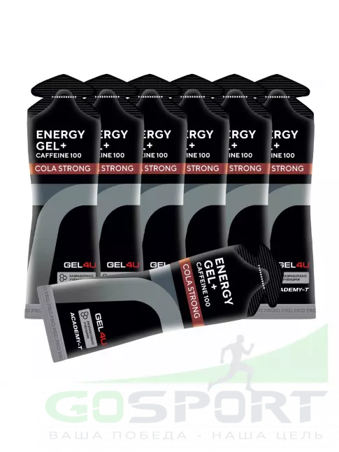Гель питьевой GEL4U Energy GEL + Caffeine 100 7 x 60 г, Кола Гель питьевой GEL4U Energy GEL + Caffeine 100 7 x 60 г, Кола