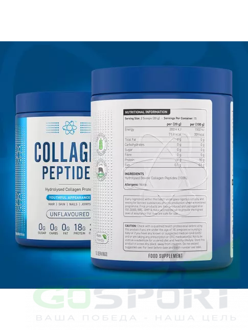 Коллаген гидролизованный APPLIED NUTRITION COLLAGEN PEPTIDES 300 гр, не ароматизированный Коллаген гидролизованный APPLIED NUTRITION COLLAGEN PEPTIDES 300 гр, не ароматизированный