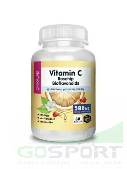 Витамин C Chikalab Vitamin C Plus Rosehip Plus Bioflavonoids 60 таблеток, Нейтральный Витамин C Chikalab Vitamin C Plus Rosehip Plus Bioflavonoids 60 таблеток, Нейтральный