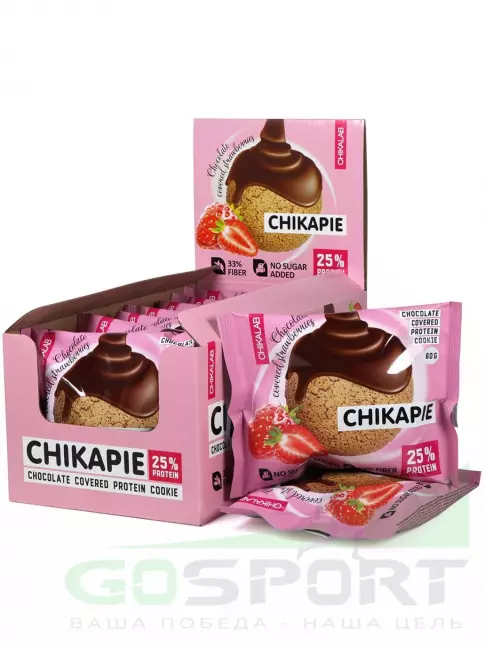 Протеиновый батончик Chikalab ChikaPie 9 x 60 г, Клубника в шоколаде Протеиновый батончик Chikalab ChikaPie 9 x 60 г, Клубника в шоколаде