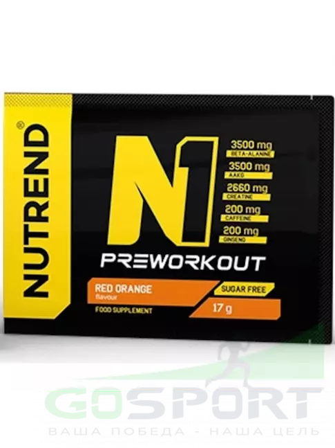 Предтреник в порошке NUTREND N1 PRE-WORKOUT 10х17 г, Красный апельсин Предтреник в порошке NUTREND N1 PRE-WORKOUT 10х17 г, Красный апельсин