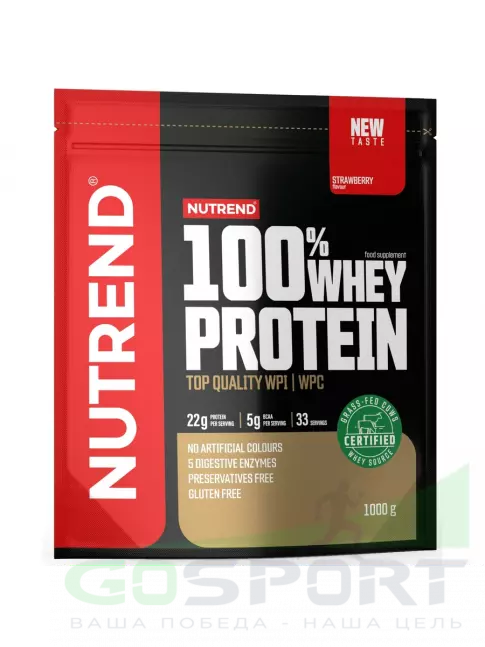 Сывороточный протеин NUTREND 100% Whey Protein 1000 г, Клубника Сывороточный протеин NUTREND 100% Whey Protein 1000 г, Клубника