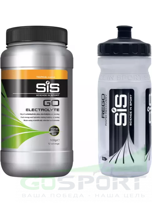 Изотоник SCIENCE IN SPORT (SiS) GO Electrolyte + Бутылочка прозрачная Тропические фрукты №2