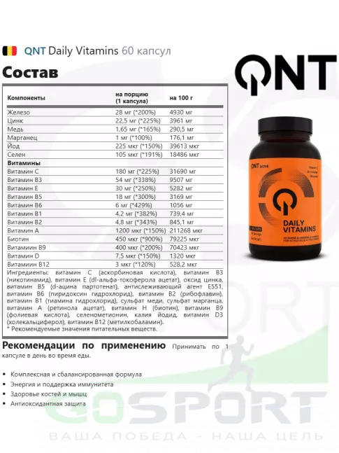 Витаминный комплекс QNT Daily Vitamins 60 капсул Витаминный комплекс QNT Daily Vitamins 60 капсул