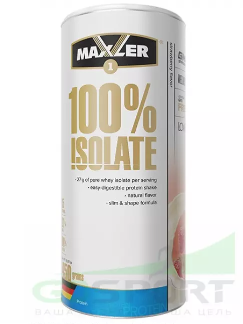 Изолят протеина MAXLER 100% Isolate 450 г, Клубника Изолят протеина MAXLER 100% Isolate 450 г, Клубника