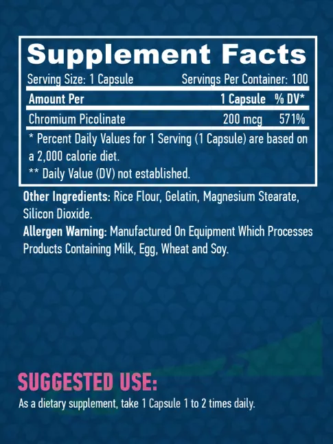 Хром Haya Labs Chromium Picolinate 200 mcg 100 капсул Хром Haya Labs Chromium Picolinate 200 mcg 100 капсул