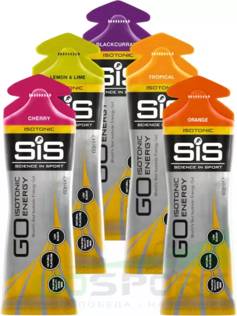 Гель питьевой SCIENCE IN SPORT (SiS) GO Isotonic Energy Gels 5 x 60 мл, Микс №18