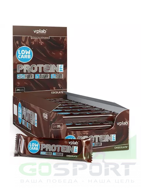 Протеиновый батончик VP Laboratory LOW CARB PROTEIN BAR 24х35 г, Шоколад Протеиновый батончик VP Laboratory LOW CARB PROTEIN BAR 24х35 г, Шоколад