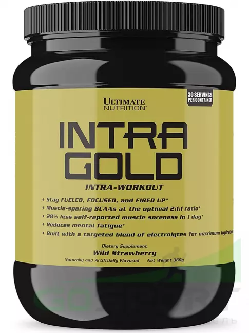 Предтреник в порошке Ultimate Nutrition Intra gold 360 г, Земляника