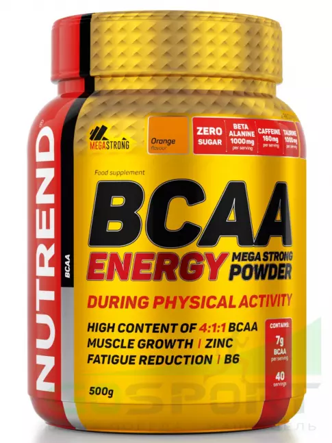 BCAA 4:1:1 NUTREND BCAA Energy MEGA Strong Power 4:1:1 500 г, Апельсин BCAA 4:1:1 NUTREND BCAA Energy MEGA Strong Power 4:1:1 500 г, Апельсин