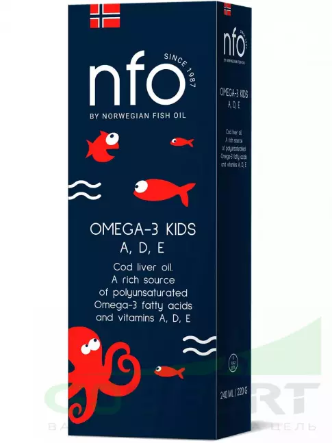 Омега-3 NFO Omega-3 Kids Cod Liver Oil 2162 mg 250 мл Омега-3 NFO Omega-3 Kids Cod Liver Oil 2162 mg 250 мл