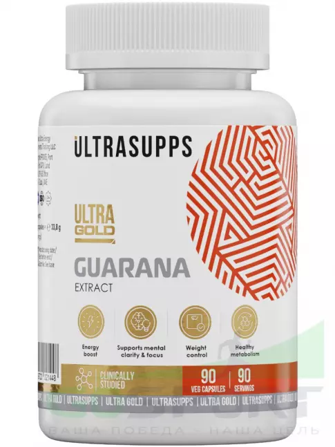 Гуарана UltraSupps Guarana 1000 mg 90 веган капсул