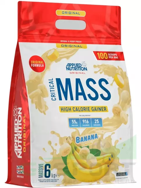 Гейнер APPLIED NUTRITION CRITICAL MASS (Original Formula) 6000 г, Банан