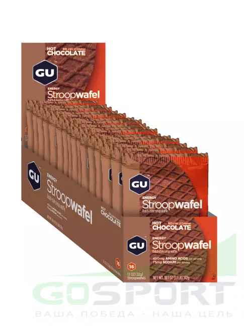 Энергетический батончик GU Energy Labs GU ENERGY STROOPWAFEL no caffeine 16 x 32 г, Горячий шоколад Энергетический батончик GU Energy Labs GU ENERGY STROOPWAFEL no caffeine 16 x 32 г, Горячий шоколад