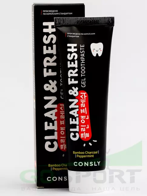 Зубные пасты и ополаскиватели CONSLY Clean&Fresh Bamboo Charcoal & Peppermint Gel Toothpaste 105 г Зубные пасты и ополаскиватели CONSLY Clean&Fresh Bamboo Charcoal & Peppermint Gel Toothpaste 105 г