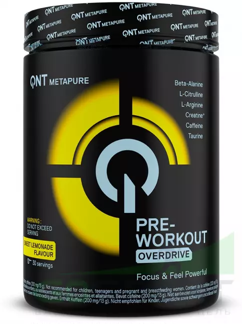 Предтреник в порошке QNT Pre-Workout Overdrive 390 г, Сладкий лимонад Предтреник в порошке QNT Pre-Workout Overdrive 390 г, Сладкий лимонад