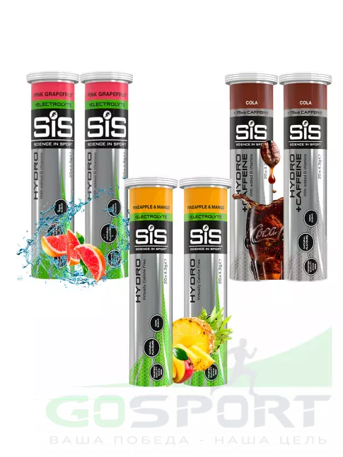 Изотоник SCIENCE IN SPORT (SiS) GO Hydro Tablet 20s 6 x 20 таблеток, Розовый грейпфрут, Ананас - Манго, Кола Изотоник SCIENCE IN SPORT (SiS) GO Hydro Tablet 20s 6 x 20 таблеток, Розовый грейпфрут, Ананас - Манго, Кола