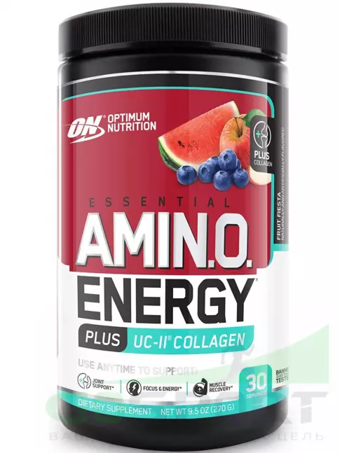 Аминокислоты Optimum Nutrition ESSENTIAL AMINO ENERGY + UC-II COLLAGEN 270 г, Фруктовая Фиеста Аминокислоты Optimum Nutrition ESSENTIAL AMINO ENERGY + UC-II COLLAGEN 270 г, Фруктовая Фиеста