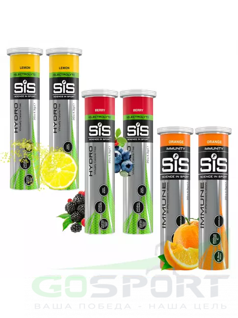 Изотоник SCIENCE IN SPORT (SiS) GO Hydro Tablet 20s 6 x 20 таблеток, Лимон, Ягоды, Апельсин Изотоник SCIENCE IN SPORT (SiS) GO Hydro Tablet 20s 6 x 20 таблеток, Лимон, Ягоды, Апельсин