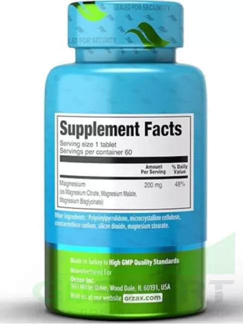 Магний Orzax Magnesium Triple Complex 200 mg 60 таблеток