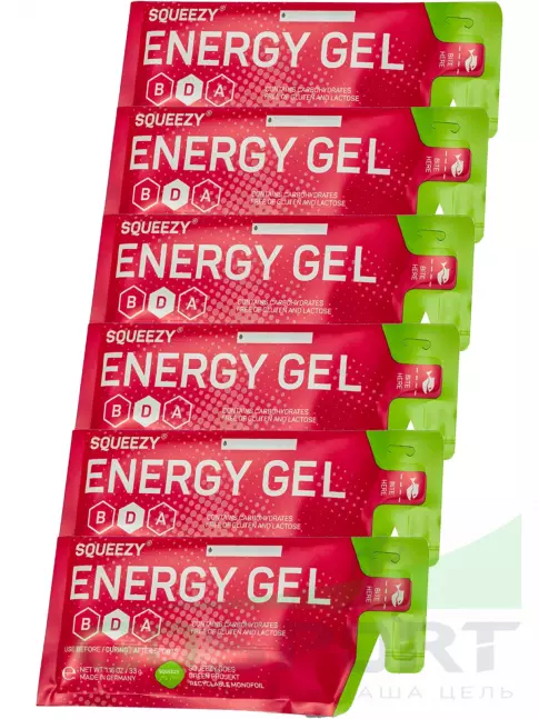 Гель питьевой SQUEEZY ENERGY SUPER GEL 6 x 33 г, Натуральный Гель питьевой SQUEEZY ENERGY SUPER GEL 6 x 33 г, Натуральный