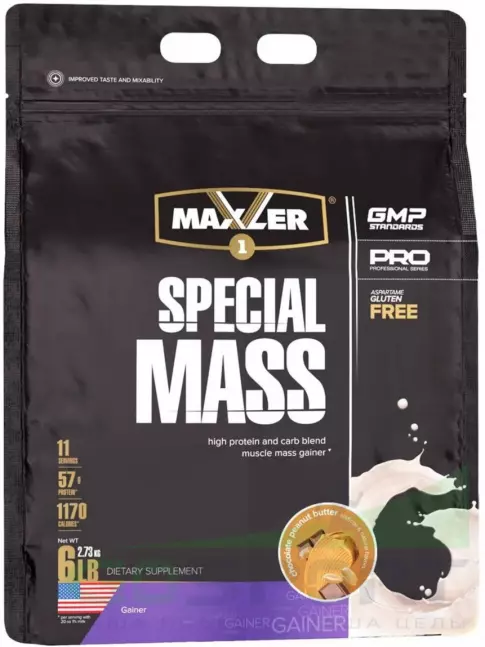 Гейнер MAXLER Special Mass Gainer 2730 г, Шоколадно-арахисовая паста Гейнер MAXLER Special Mass Gainer 2730 г, Шоколадно-арахисовая паста