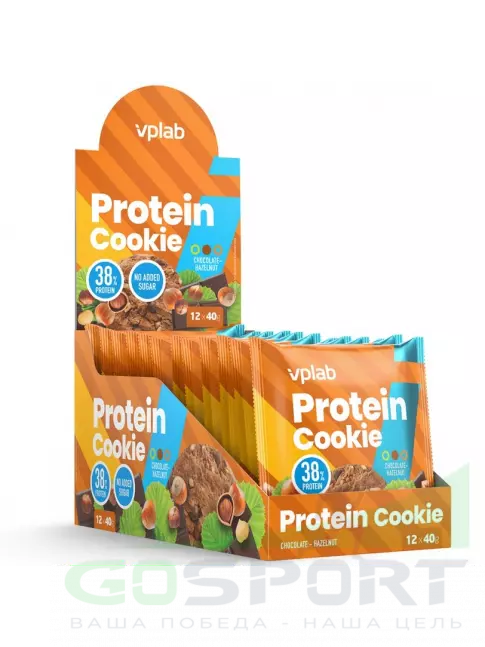 Протеиновый батончик VP Laboratory Protein Cookie 12 штук * 40 г, Шоколад - лесной орех Протеиновый батончик VP Laboratory Protein Cookie 12 штук * 40 г, Шоколад - лесной орех