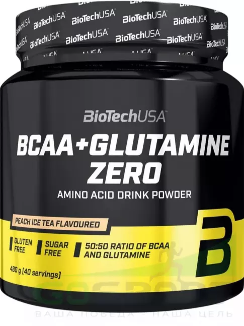 BCAA + Glutamin BioTechUSA BCAA + Glutamine Zero 1 x 480 г, Персиковый холодный чай BCAA + Glutamin BioTechUSA BCAA + Glutamine Zero 1 x 480 г, Персиковый холодный чай