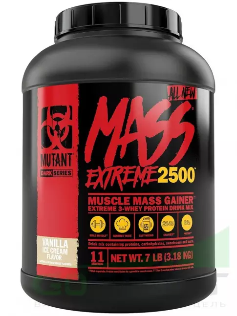 Гейнер Mutant Mass Extreme 2500 3290 г + шейкер, Ванильное мороженое Гейнер Mutant Mass Extreme 2500 3290 г + шейкер, Ванильное мороженое