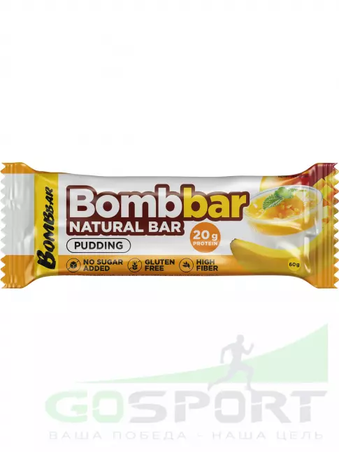 Протеиновый батончик BombBar Протеиновый батончик Natural Bar 20 x 60 г, Пудинг Банан-Манго Протеиновый батончик BombBar Протеиновый батончик Natural Bar 20 x 60 г, Пудинг Банан-Манго