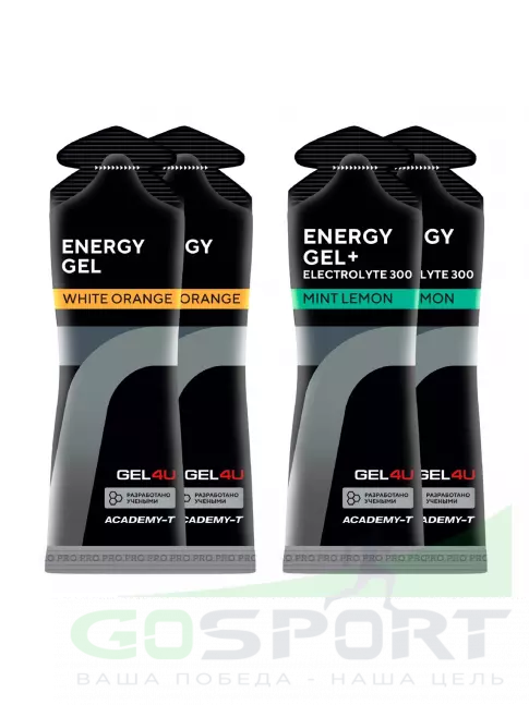Гель питьевой GEL4U Energy Gel MIX 4 x 60 г, Апельсин, Лимон и Мята №1
