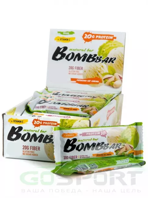 Протеиновый батончик BombBar Протеиновый батончик Natural Bar 20 x 60 г, Фисташковый пломбир Протеиновый батончик BombBar Протеиновый батончик Natural Bar 20 x 60 г, Фисташковый пломбир