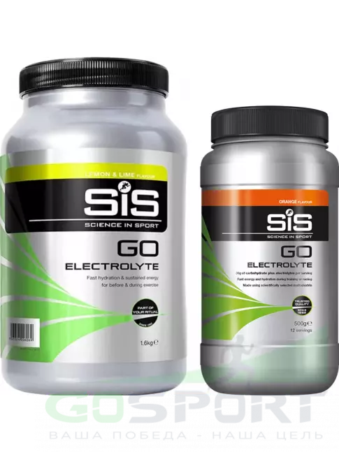 Изотоник SCIENCE IN SPORT (SiS) GO Electrolyte Powder 1x500 г, 1x1600 г, Лимон-Лайм, Апельсин Изотоник SCIENCE IN SPORT (SiS) GO Electrolyte Powder 1x500 г, 1x1600 г, Лимон-Лайм, Апельсин