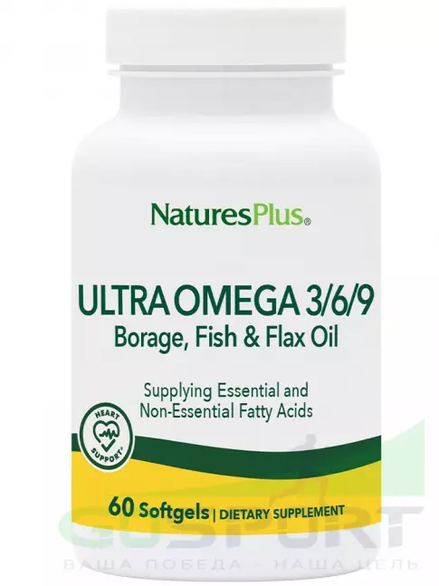 Омега-3 NaturesPlus Ultra Omega 3-6-9 1200 mg 60 гелевых капсул Омега-3 NaturesPlus Ultra Omega 3-6-9 1200 mg 60 гелевых капсул
