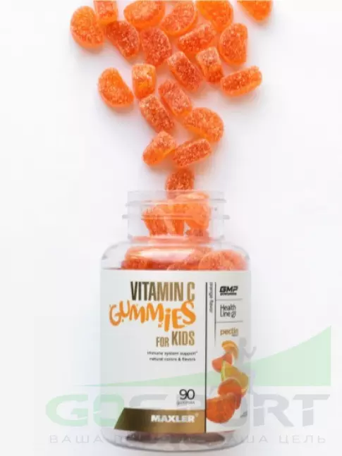 Витамин C MAXLER Vitamin C 50 mg Gummies for Kids 90 мармеладок, Апельсин