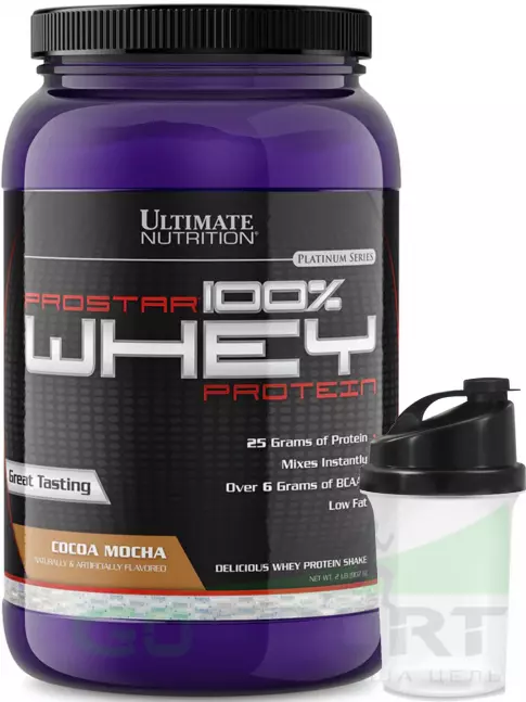 Сывороточный протеин Ultimate Nutrition Prostar Whey 907 г + шейкер, Какао Мокко Сывороточный протеин Ultimate Nutrition Prostar Whey 907 г + шейкер, Какао Мокко